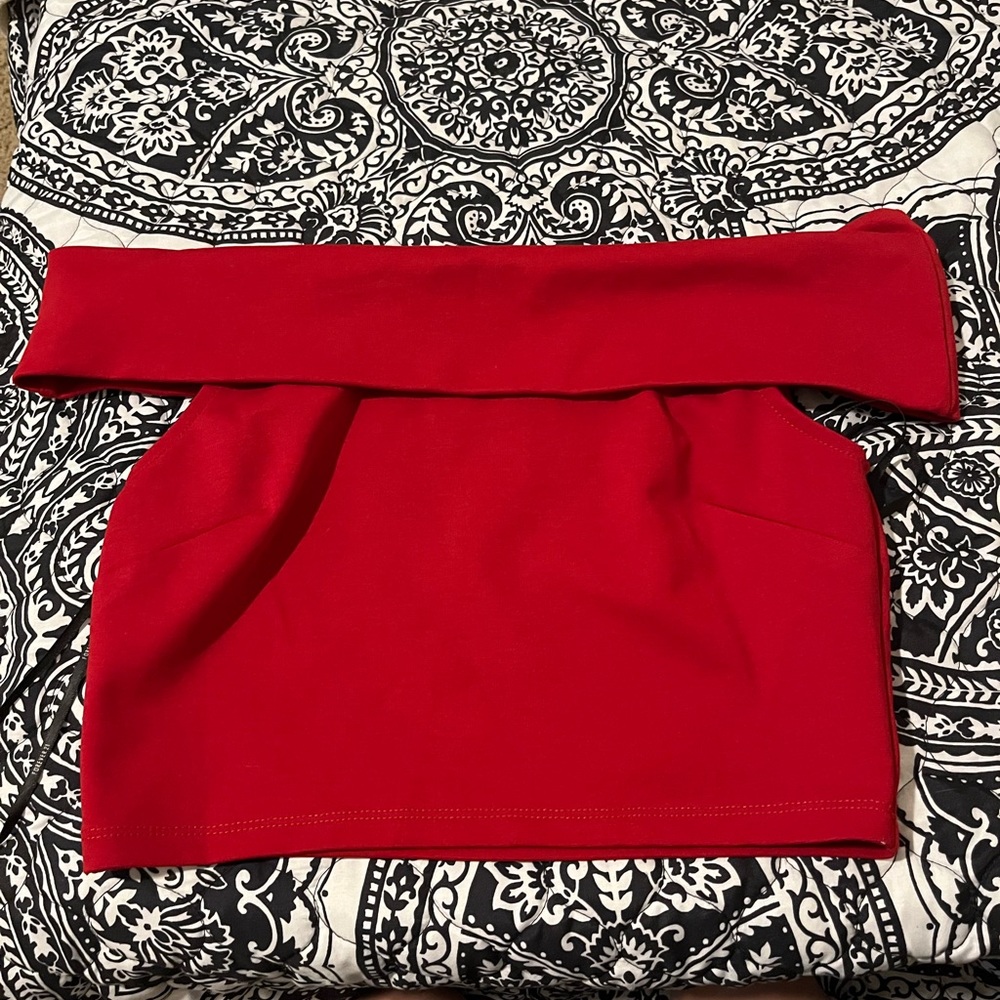 Red M Forever 21 Off The Shoulder Crop Top